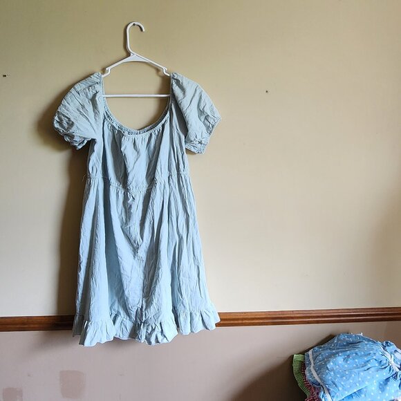 SHEIN CURVE Plus Solid Ruffle Hem Tie Front Bardot Dress Size 4XL NWOT - Picture 5 of 7